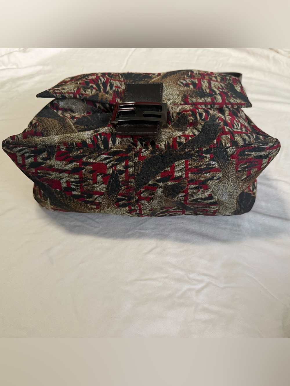 LAST DAY Fendi RARE Zucca Falcon Bird Print Red Mama Forever Baguette Bag - Picture 3 of 12